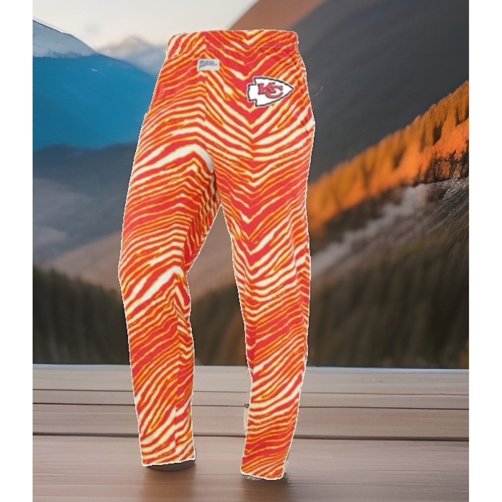 Zubaz NFL Men's Sz L Kansas City Chiefs Red Pants Elastic Waist Drawstring